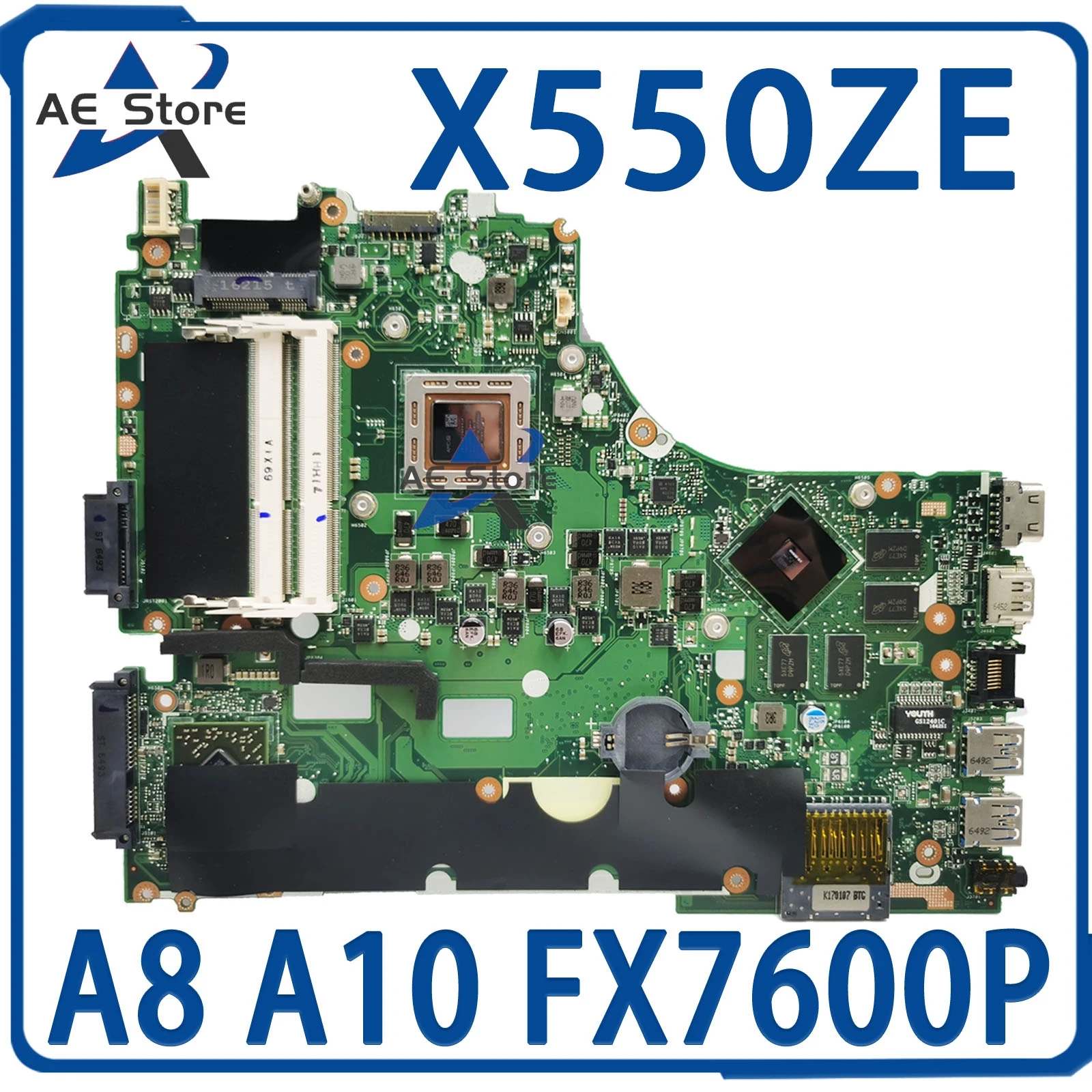 

X550ZE Laptop Motherboard X550ZA X550Z X750Z K555Z VM590Z A555Z X750DP K550D Mainboard A8 A10 FX7600P/FX7500P LVDS/EDP UMA/PM