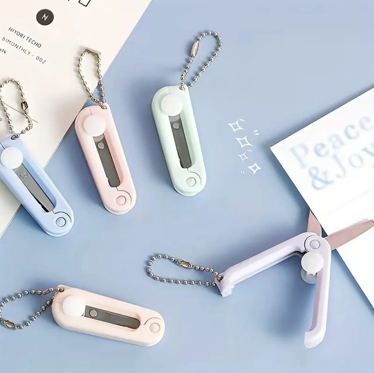 Morandi Portable Mini Scissors Creative Extendable and Foldable Mini Scissors Multi-functional Safe and Cute Little Scissors