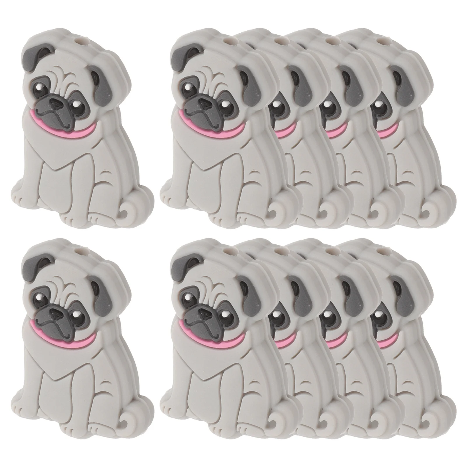 

10pcs Dog Silicone Adorable Puppy Shaped Teething Accessories Pacifier Chain Diy Bracelet Making Supplies Silicone Loose