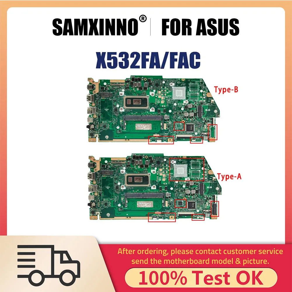 Notebook Mainboard For Asus X531FA X532FAC X532FLC X531F X532F S531F Laptop Motherboard With i3 i5 i7 8th 10th CPU 4G 8G RAM