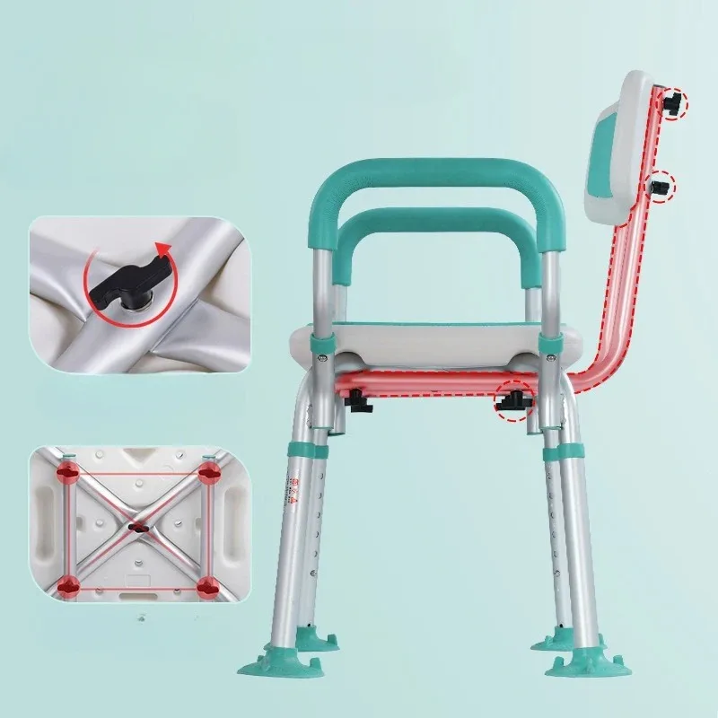 Bath Shower Chair High-Strength Alloy Anti-Slip Bathtub Seat with Large Vacuum Suction Cups Bath seat for elderly
