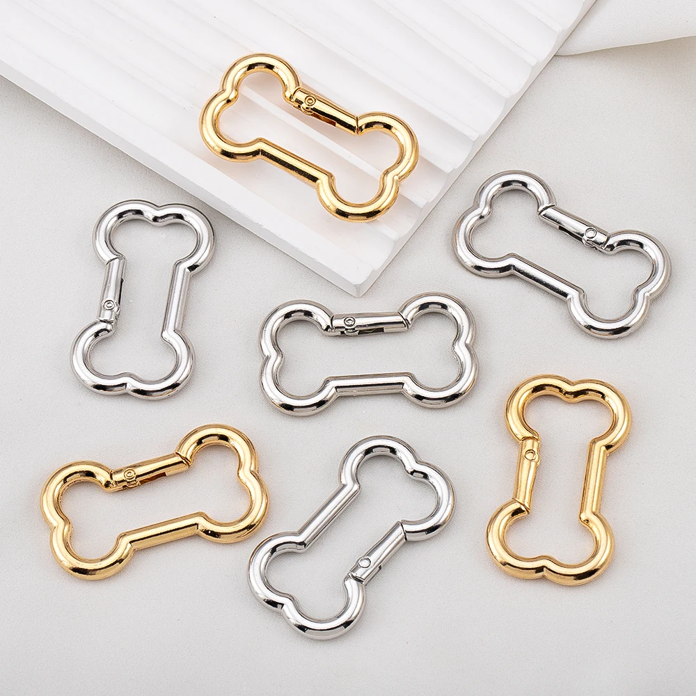 1PC Metal Bone-Shaped Spring Clasps for DIY Necklace Bracelet Leather Craft Keychain Pet Dog Chain Buckle Jewelry Making