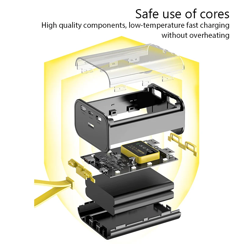 18650 Battery Charger Case DIY Power Bank Box Fast Charging Case with Night Light LCD Display Battery Charging Power Bank Box