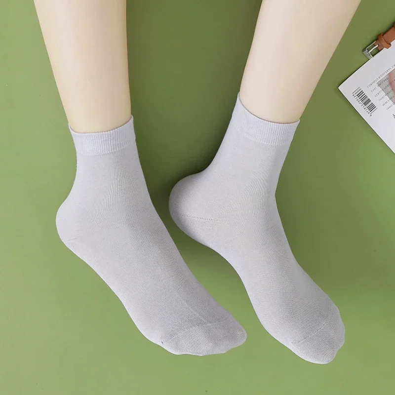 Silk Socks Women's Black Medium Tube Socks Female 80% Mulberry Silk Breathable Short Socks Summer Thin Meias Femininas FCY