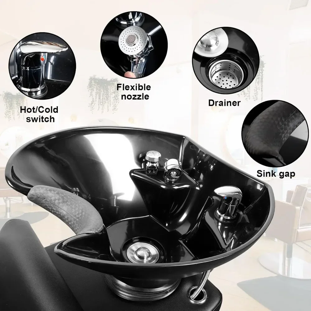 Backwash Chair Adjustable ABS Plastic Shampoo Bowl Sink with Leg Support for Spa & Beauty Salon, 27.5