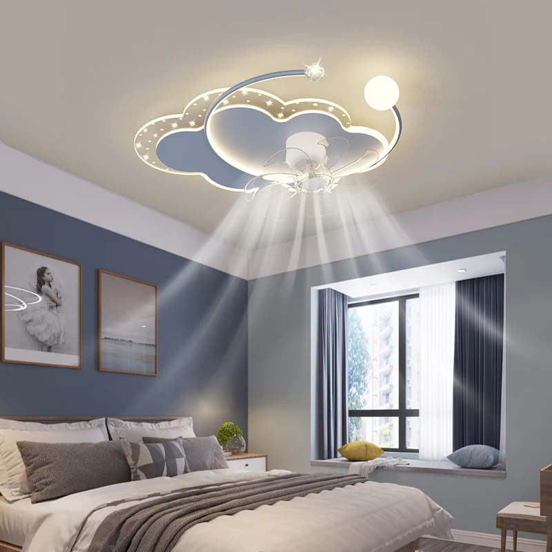 Modern Led Cloud Ceiling Fan With Light Kids room Study Children Bedroom Ceiling Lamp Ventilador Lustre Baby Nursery Chandelier