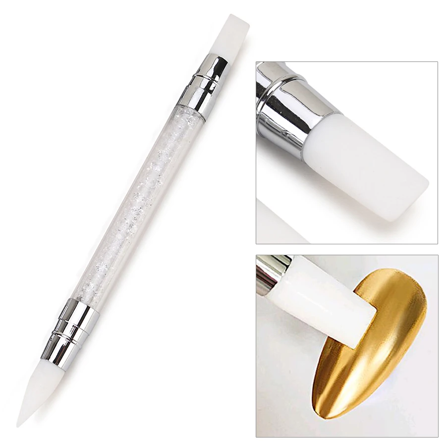 Nail Art Dual-Ended Silicone Pen for Nail Tips Carving, Glitter Nail Sticker Application Tool