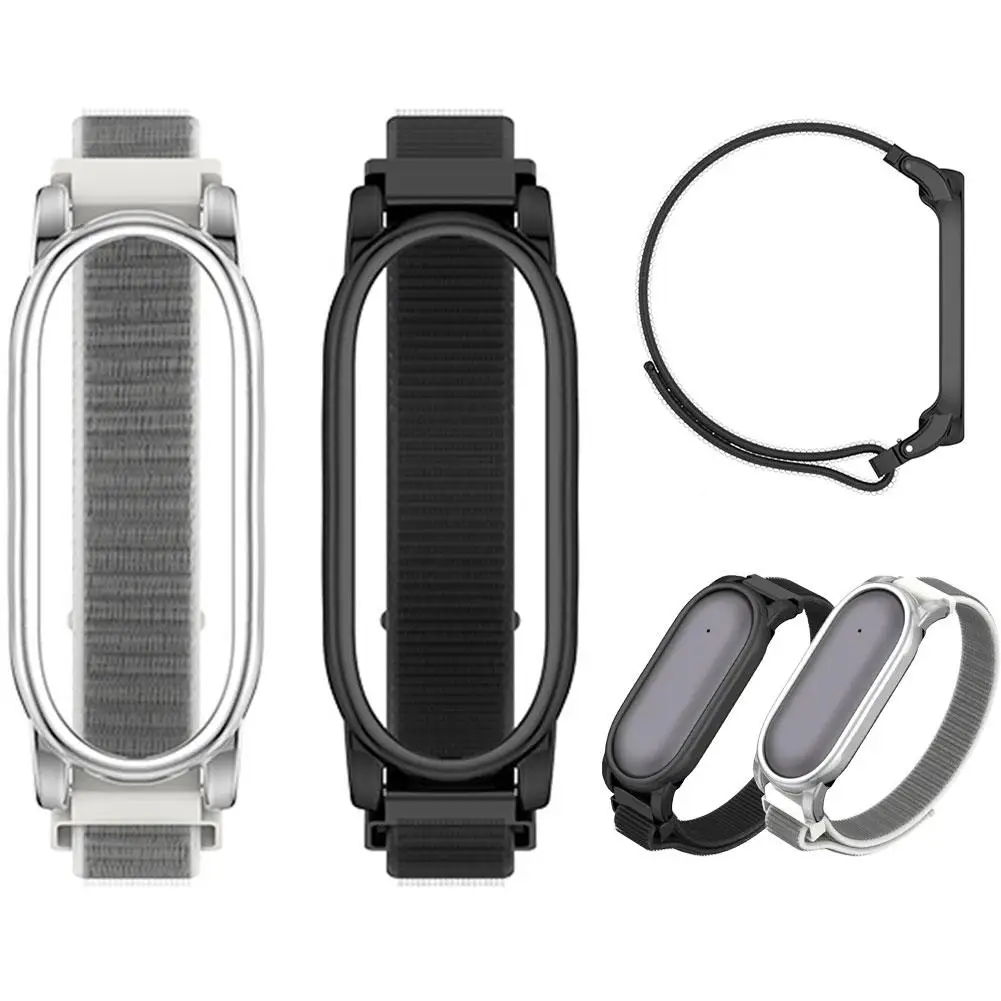 For PLAUD NotePin Watch Strap Case Waterproof Sweatproof Nylon Band Protective Cover Comfortable Black/Silver Wearable Accessory