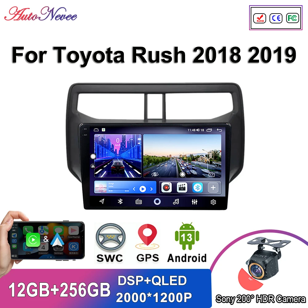 

Android 13 Multimedia For Toyota Rush 2018 2019 Car Player GPS Stereo Screen Navigation Auto Radio Screen No 2Din DVD 5G WIFI BT