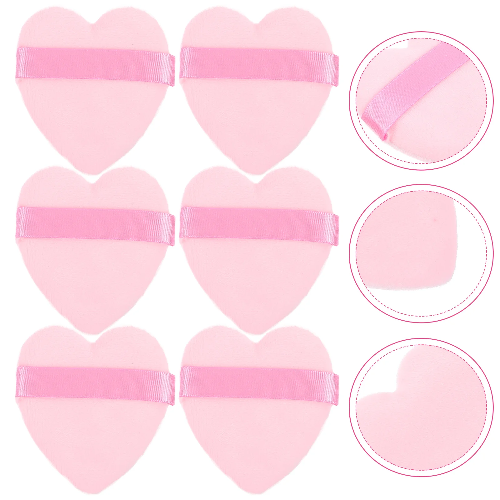 6 stuks hart make-up roze zacht kussen poeder foundation spons make-up tools kit gezicht cosmetica gereedschap