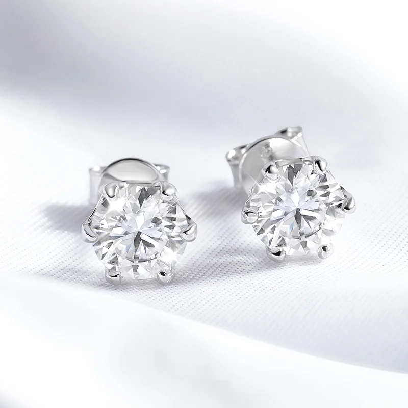 Smyoue-pendientes de moissanita para mujer, aretes de oro blanco, Plata de Ley 0,2, Diamante brillante de laboratorio, certificado, 925-2ct, Color D