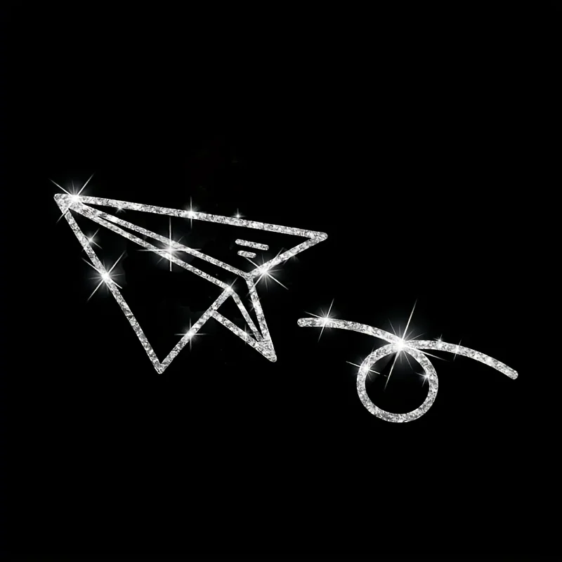 Shiny Car Stickers, Paper Airplane Creative Decorative Car Sticker, Rear Glass, Tailgate, Motorcycle, Triangle Window Scratch