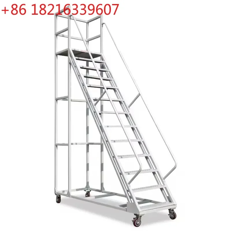 TAO High Capacity 500KG Safety Platform Ladder Cart With Secure Handrails For Warehouse Storage Cargo Equipment Rolling Step