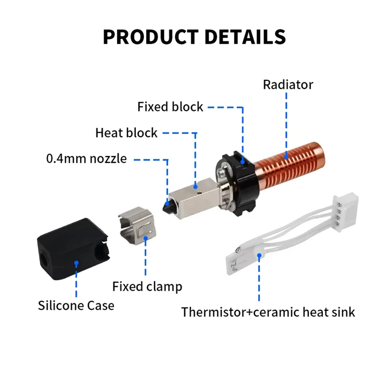 3D-Drucker Hotend für Flashforge Adventurer 5M5M Pro Keramik-Heizblock-Kit 280 ℃   Hot End Pinting Head AD5M Düse aus hartem Stahl