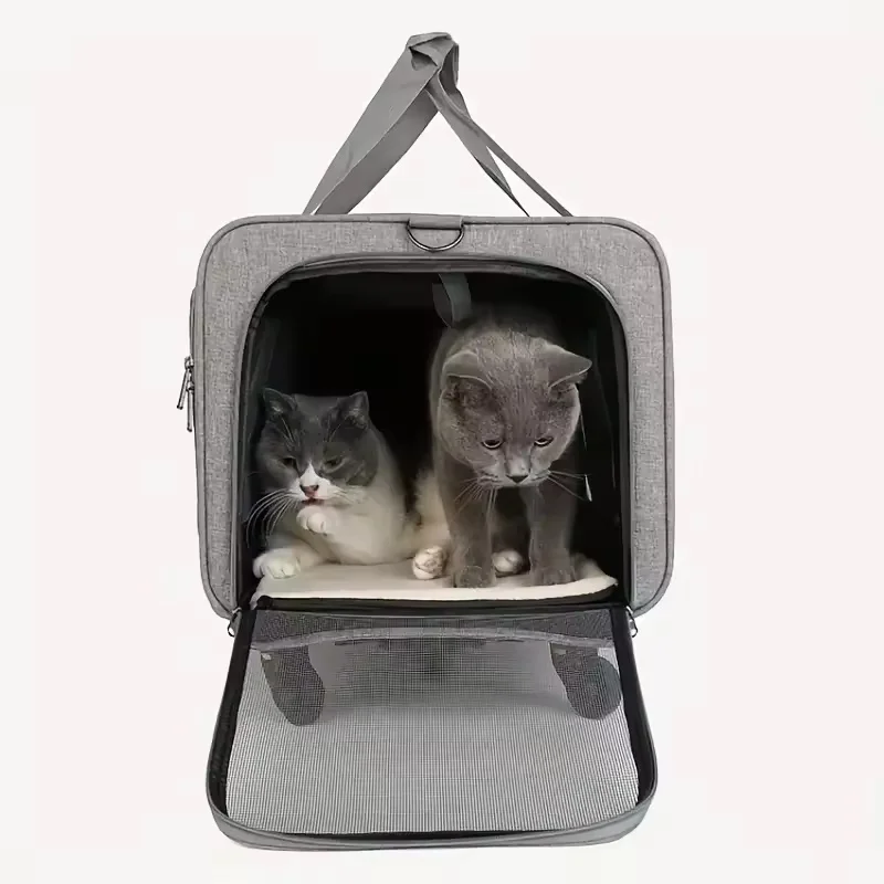 Portable Pet Carrier with Wheels, Double Compartment Cat Carrier for 2 Large Cats, Rolling Cat Carrier for Two Cats,Pet Carrier.