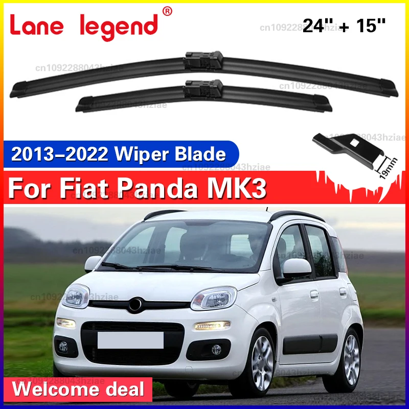 Für Fiat Panda MK3 2013-2022 Wischer LHD Front Wischer Klingen Windschutzscheibe Windschutz Klar Fenster Auto Regen Pinsel 24'' + 15''
