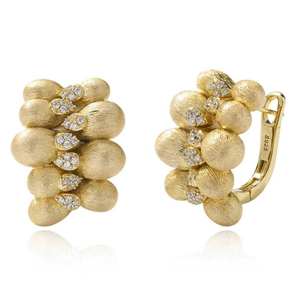 Yaranyan 18K Gold Plated 925 Sterling Silver Lab Sapphire Gemstone Hyperbole Vintage Hoop Earrings for Women Fine Jewelry Gifts