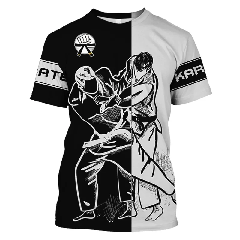 Boxing Tee Kickboxing Martial Arts Motifs 3D Printed Men’s T-Shirt Summer Man And Women Short Sleeve Tops Oversized Kid Clothes