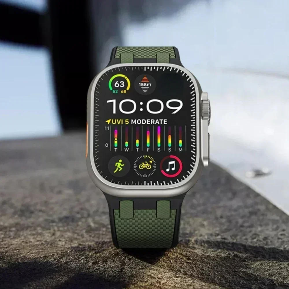 Apple Watch用ソフトシリコンストラップ,1, 2, 49mm,シリーズ10,9,8,7,46,45mm,iwatch 6,5,4用スポーツバンドse,44mm