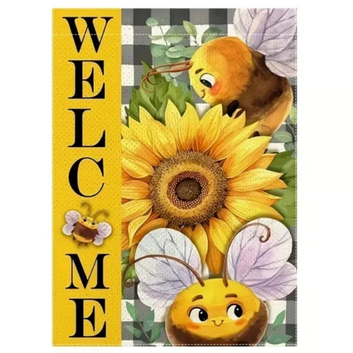 MB151869 Summer Sunflower & Bee Double-Sided Linen Garden Flag - WWV AAL HHM WZZ yyi