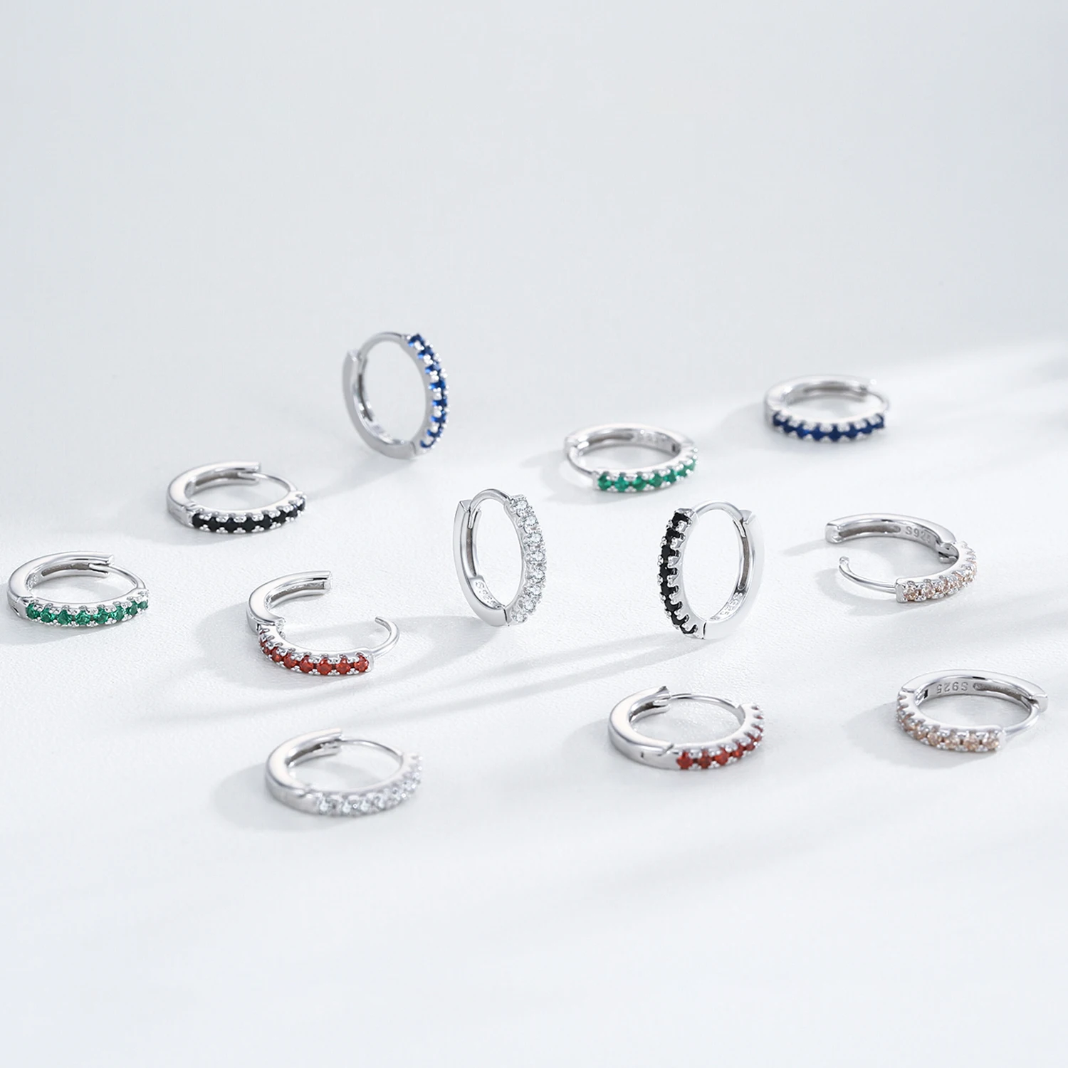 Ailmay 925 Sterling Silver Colorful zircon Hoop Earrings For Women Fine Jewelry  Party Gift Bohemian Style Earrings image 2