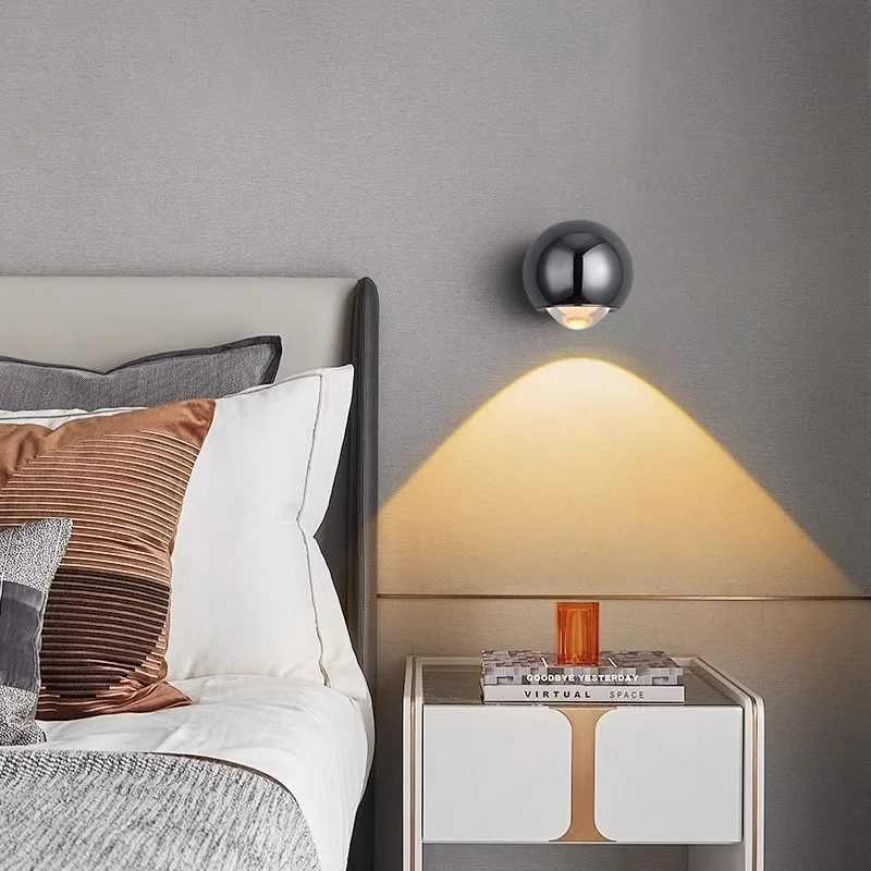 

Bedroom bedside wall lamp, modern simplicity, designer creativity, minimalist light luxury, background hand-swept
