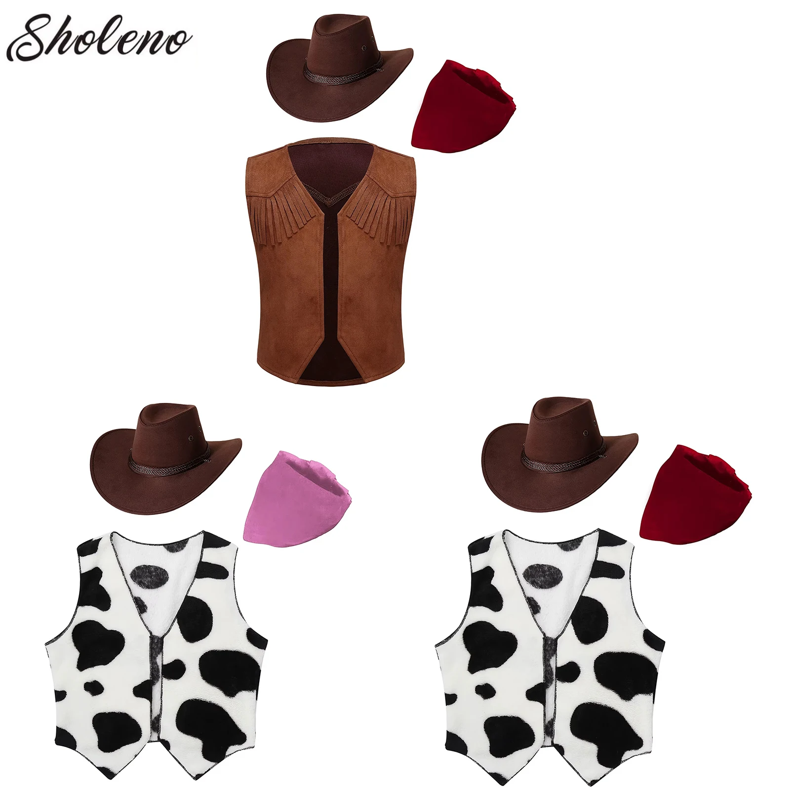 Western Cowboy Costume Set for Kids Halloween Cosplay 