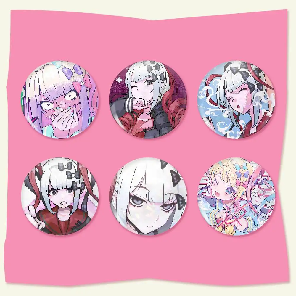 N-Needy S-Streamer Overload Badge On Backpack Accessories Manga Icons Pins Round Cartoon Brooches For Clothes Bag Decor Gifts