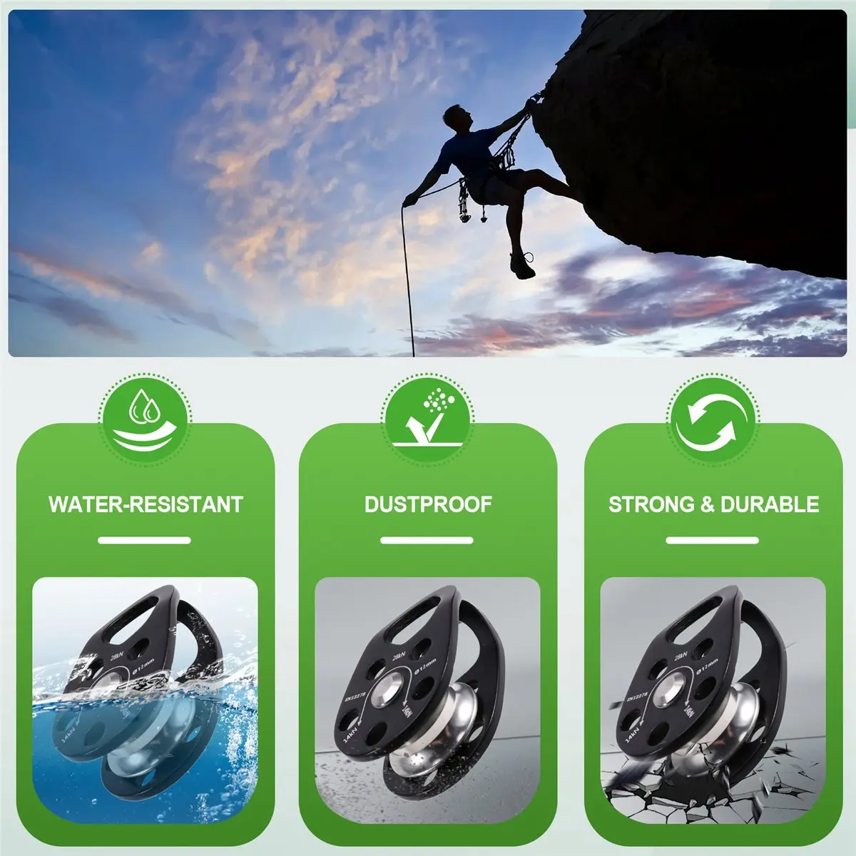 Polia de Escalada Homegood 28KN para Resgate com Corda, Polia de Velocidade para Zipline, Polia de Escalada para Transporte em Quintal