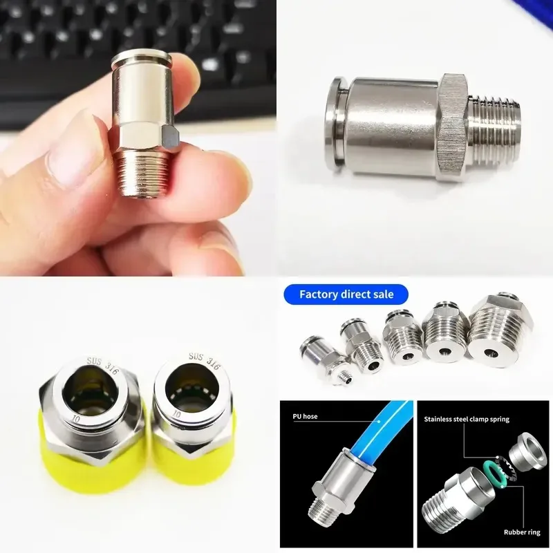 YBPC Quick Push-In Male Thread Stainless Steel Pipe Coupler for Retail and Machinery Repair Shops Tube Fittings