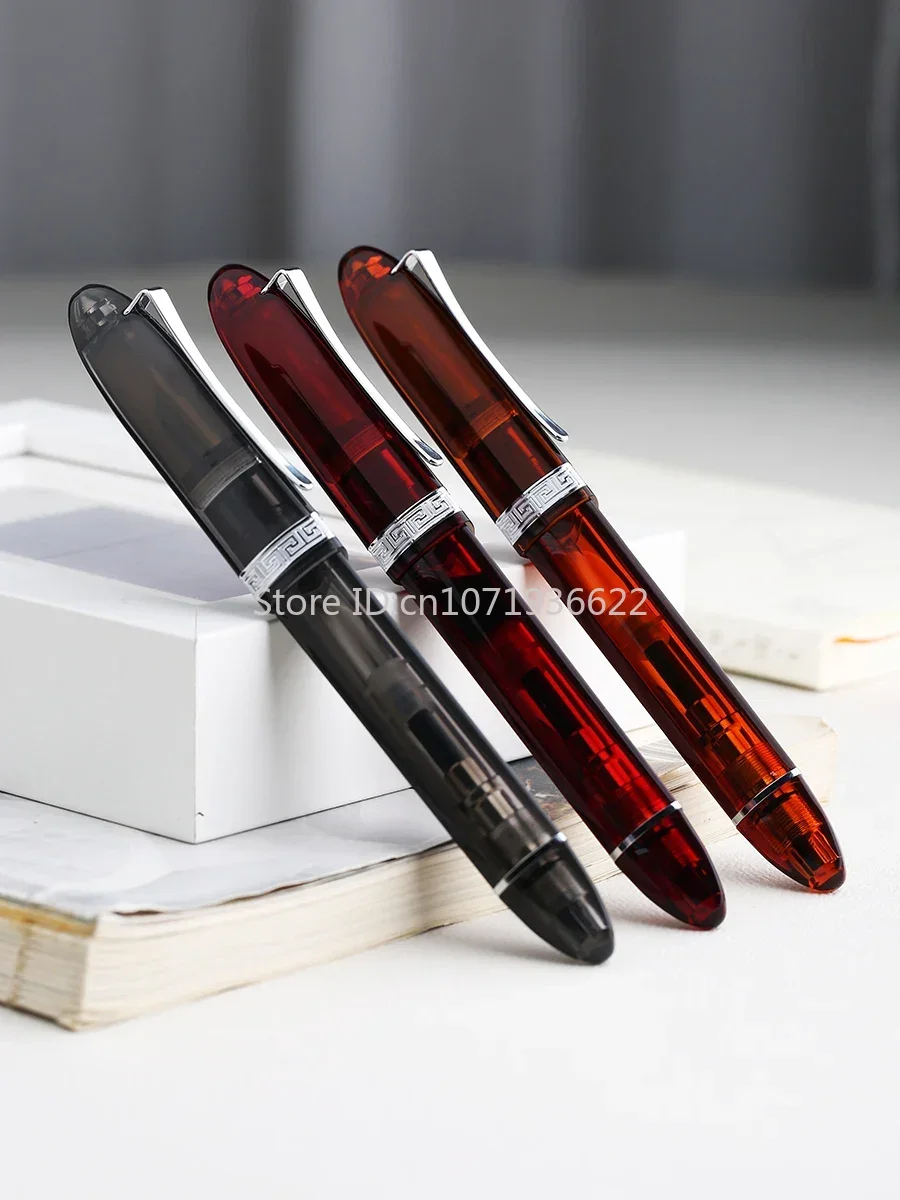 Limited Color Majohn V60 Transparent Triangular Piston Resin Fountain Pen Writing Pen School Business Stationery Supplies Gift