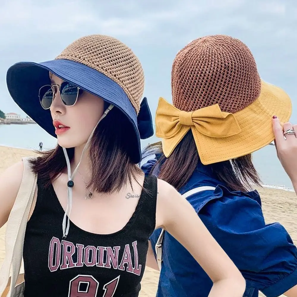 

Summer Women Bucket Hat UV Protection Sun Hats Soft Foldable Wide Brim Outdoor Beach Hat Panama Cap