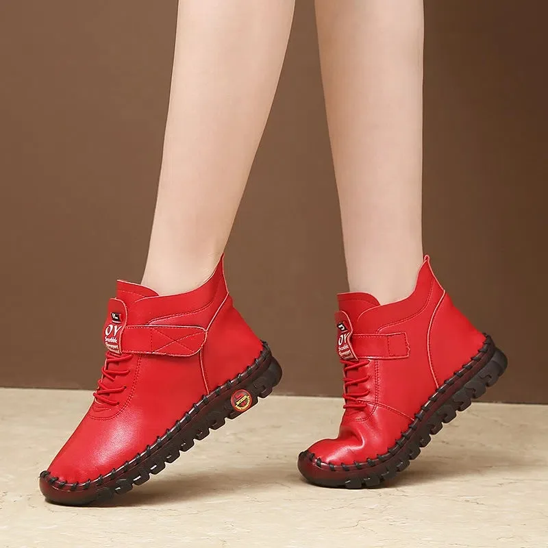 

2024 New Winter Women's Boots Mary Jane Leather Wedges Boots Female Zipper Round Toe Casual Office Dress Shoes Woman Boots