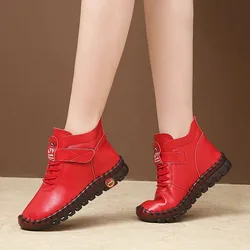 2024 New Winter Women's Boots Mary Jane Leather Wedges Boots Female Zipper Round Toe Casual Office Dress Shoes Woman Boots