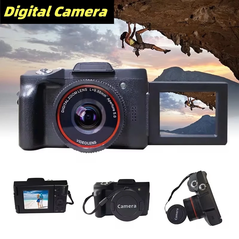 Cámara de vídeo Digital Full HD 1080P 16MP, grabadora con lente gran angular, accesorios HD 1080P 16MP con Zoom Digital gran angular