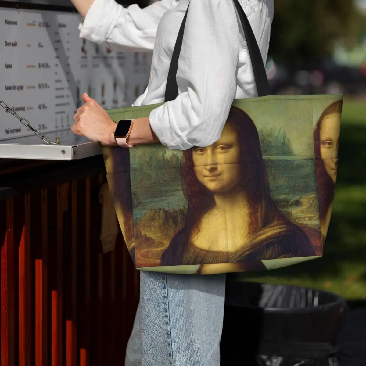 Mona Lisa By Leonardo Da Vinci Beach Tote Bag Sport Gym Yoga Duffle Large Tote Bag Women Travel Bag Fitness bag