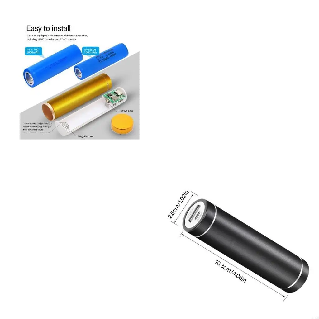 Spring Loaded 21700 Powerbanks Module Aluminum Cylinder Case Not Tool Installation 5000mAh Capacity 5V 2A Output Smartests
