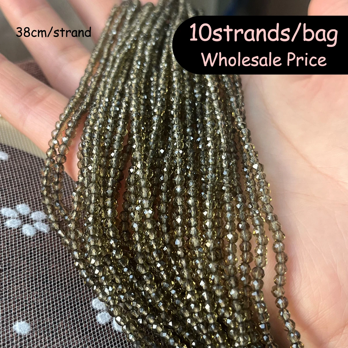 10 strands 2/3mm Spinel Stone Beads Faceted Crystal Spacer Glass Beads for Jewelry Making Handicrafts Needlework DIY Accessories