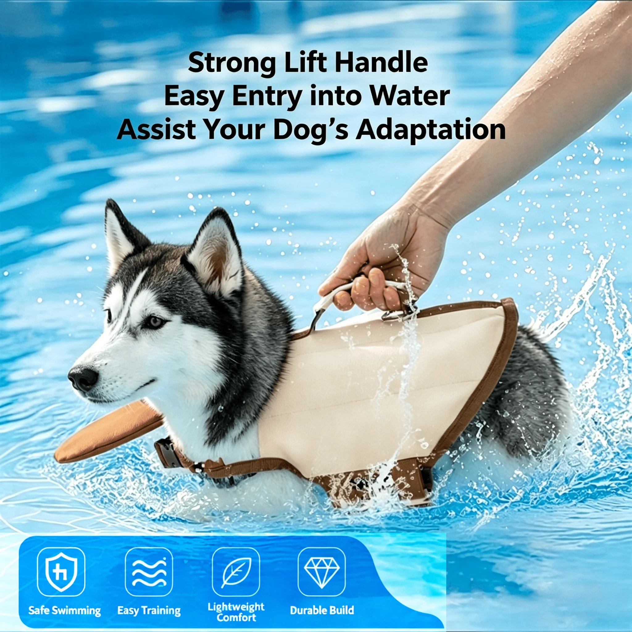 Pet Safety Dog Life Jacket with Lift Handle Breathable Flotation Coat for Swimming Pool Beach Water Training for Small to Medium view 6