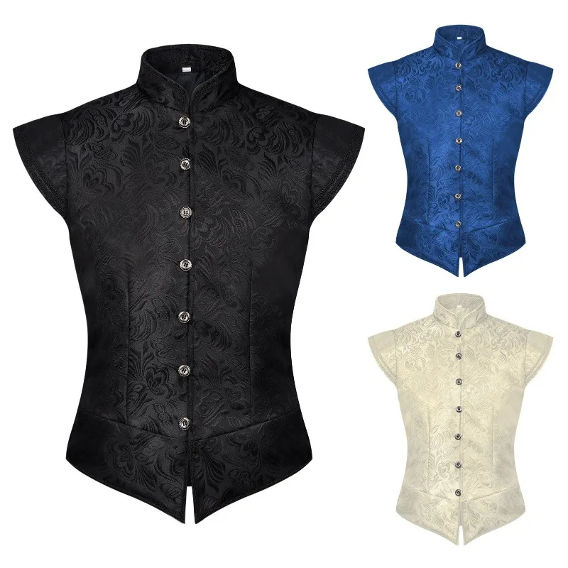 Chaleco y Pantalones Jacquard Vintage de Estilo Medieval para Hombre y Mujer