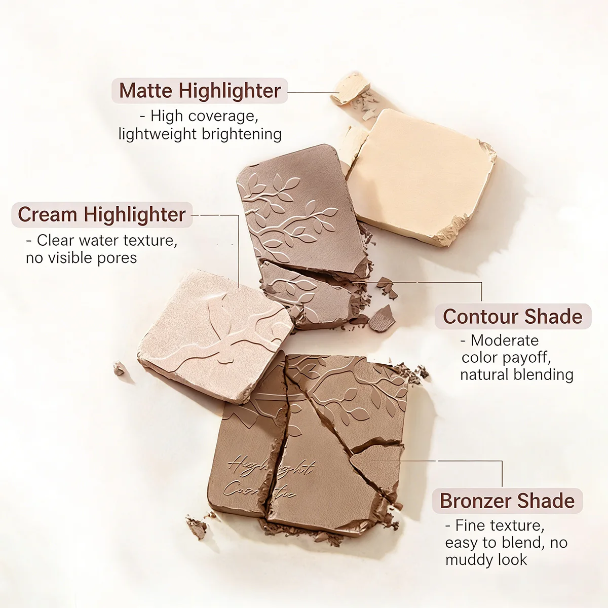 Natürliche stereoskopische Gesichtspuder-Palette, matt, Bronzer, Konturschattierung, multifunktionaler Textmarker, kosmetisches Rouge, Geschenk