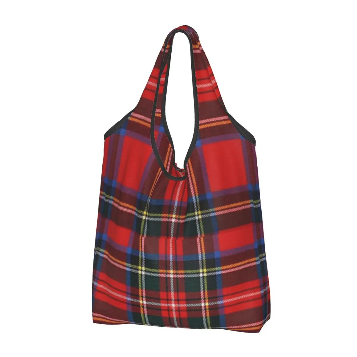 Stewart Royal Modern Tartan Portable Tote Shopping Bags Foldable Shopper Bag Groceries Handbag Shoulder Bag