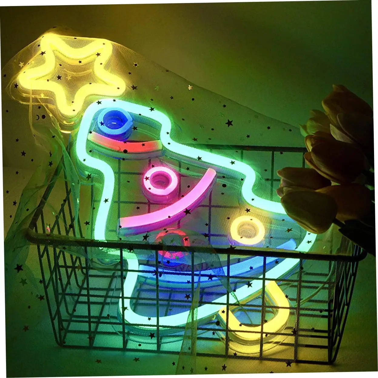 Christmas Tree Shape  Neon Lights ，Adjustable LED lights, USB power supply, suitable for room decoration, gaming rooms, birthday