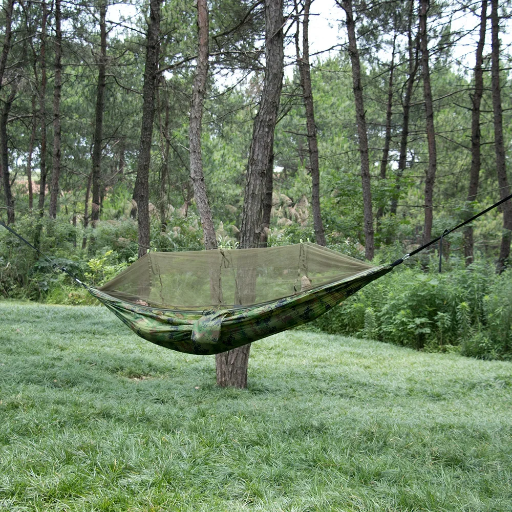

Professional Camping Hammock with Mosquito Net Lightweight Portable Double Hammock Tree Straps Aluminum Poles 600lbs Capacity