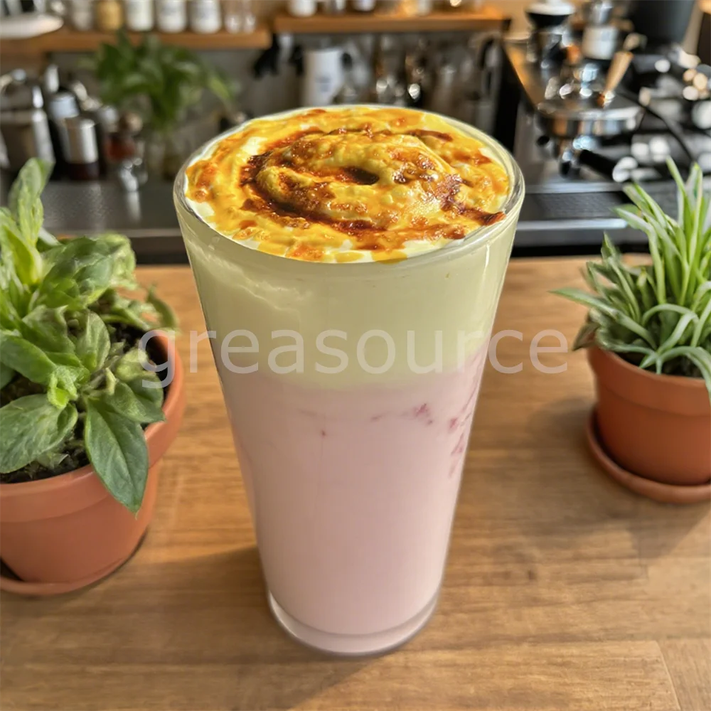 Mango-Milchshake-Getränk, Früchtetee-Modell, 500 ml, 90 mm breit, transparente Tasse, Smoothie-Display, Requisiten, Cafés, Bubble Tea Shops, cremiges Rosa
