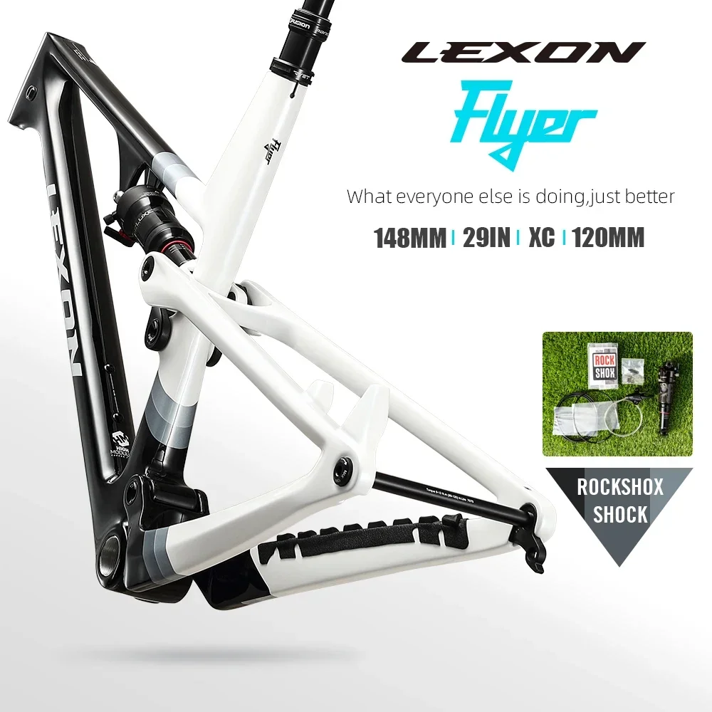 Lexon 2023 Carbon Mountain Bicycle Frame 148mm Boost 29ER XC Trial DH Full Suspension MTB Frameset 15/17/19 Bike Cycling Parts