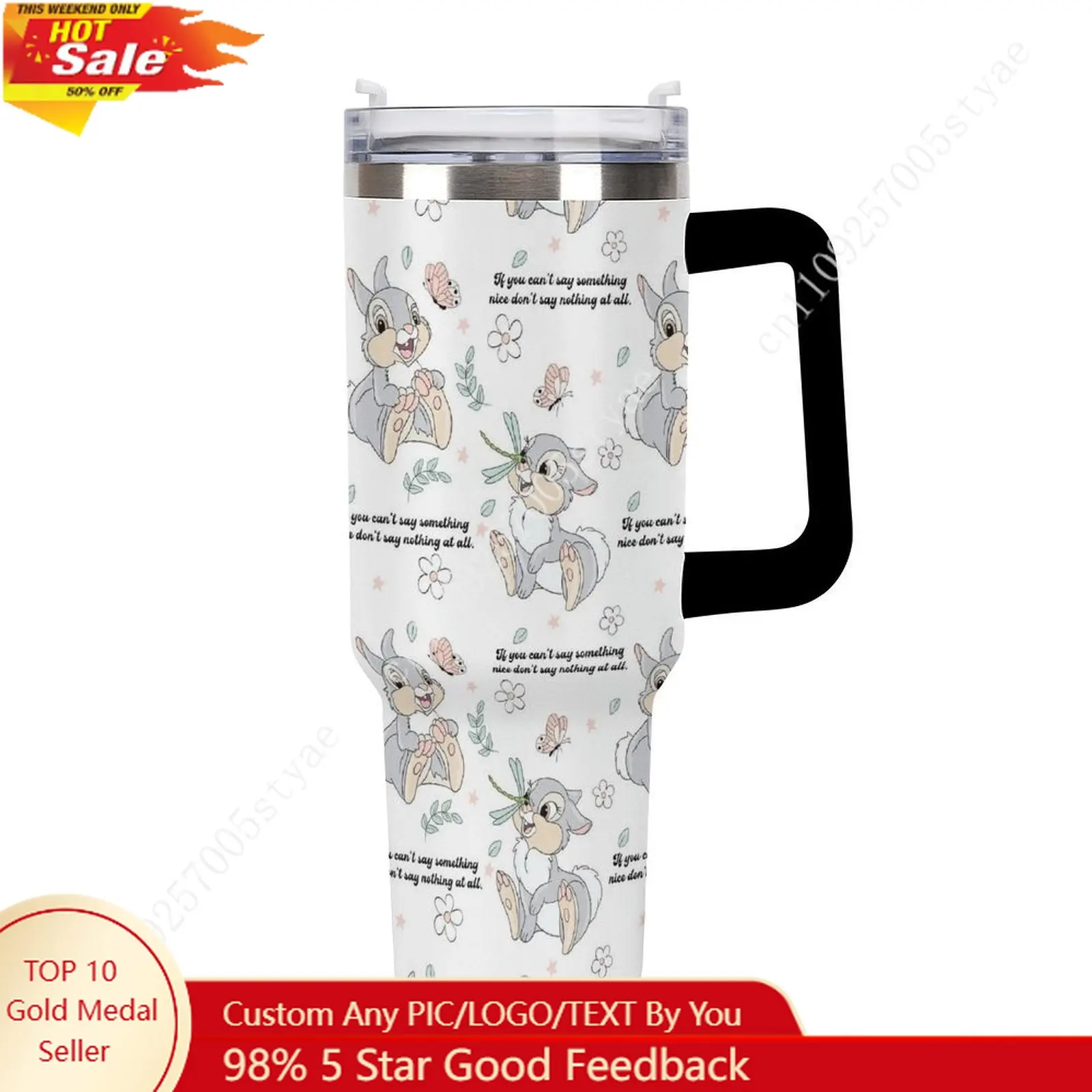 

Thumper Insulated Water Bottle Disney Cartoon Custom Design Your Personal Text Images Car Cup Travel Water Bottle 40 Oz