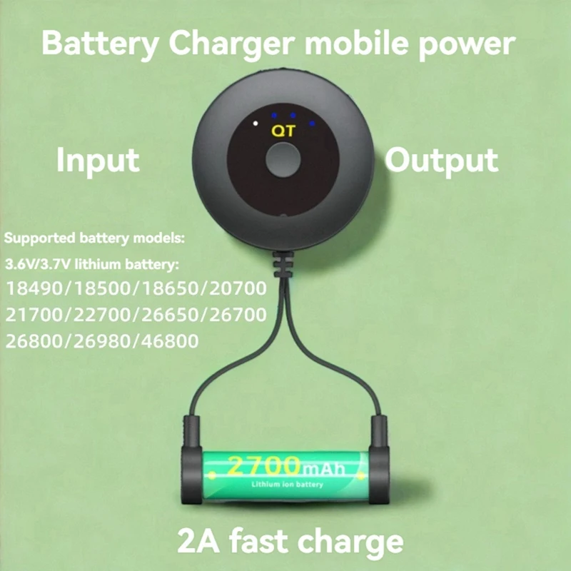 Li-Ion Battery Charger For 18650/20700/21700/26650/26700/26800/26980/46800 3.6V/3.7V Li-Ion Batteries