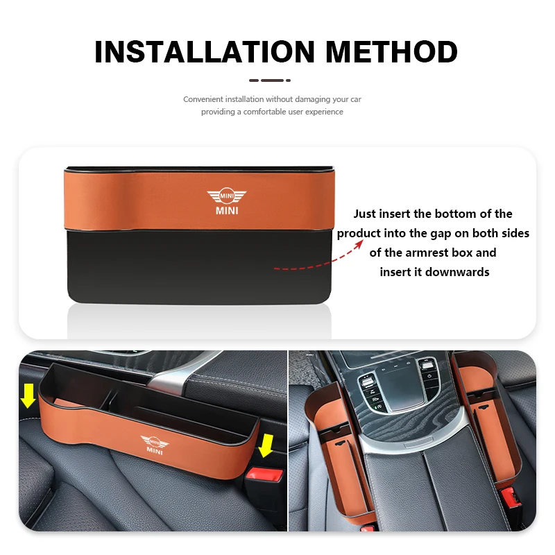 Leather Car Seat Gap Storage Box Slit Gap Filler Organizer For MINI Cooper JCW WORKS R55 R56 F55 F56 R57 R58 R59 R60 R50