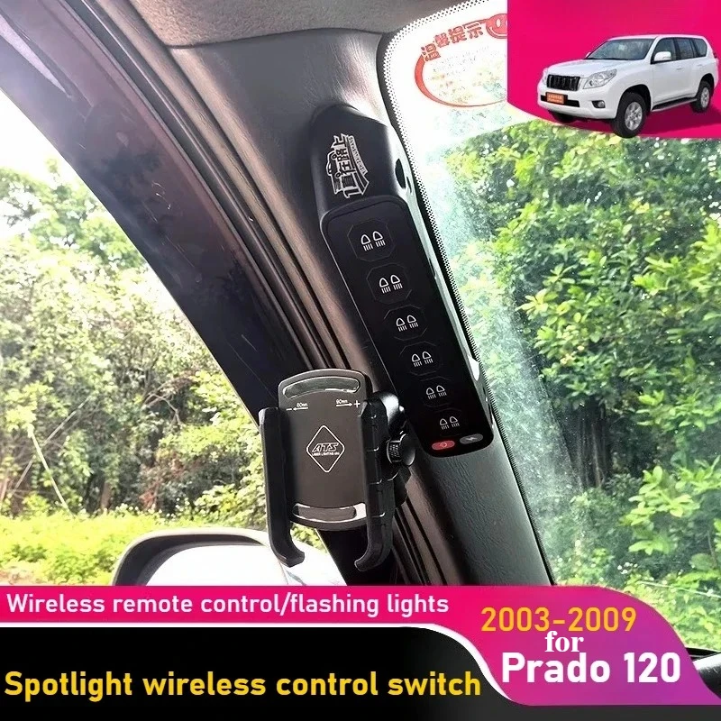 Car 6-Way A-pillar Handle Switch Integrated Led Spotlight Remote Control Switches For Toyota Land Cruiser Prado 120 2003-2023